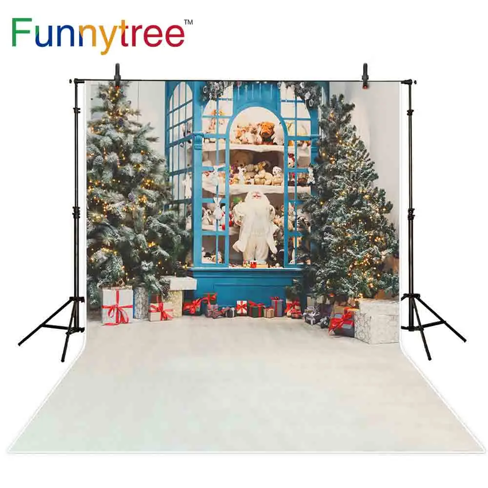 

Funnytree backdrop for photo studio Christmas tree toys gift decoration for children photography background photobooth photocall