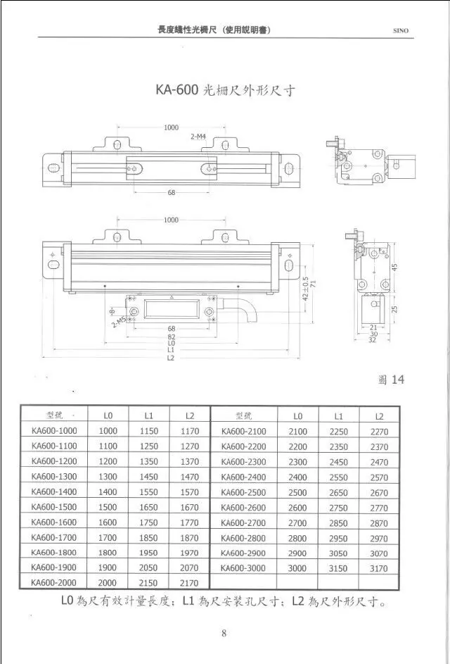 SINO KA-600 1000~ 3000 мм 5 микрон ttl линейные стеклянные весы KA600 0,005 мм Цифровой считыватель для мельницы или токарного станка