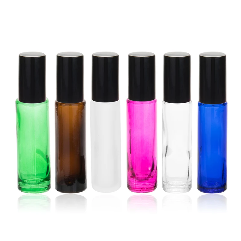 

10pcs 10 ml Metal Roller Ball Refillable Glass Roll on Bottles Essential Oil Perfume Bottle Empty Cosmetics Container No Leaking