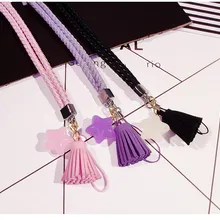 Ремешок для мобильного телефона из искусственной кожи с кисточками и звездами, держатель для смартфона, держатель для ключей с кольцом, ремешок для смартфона, аксессуар, шнур для телефона, Ручная Веревка