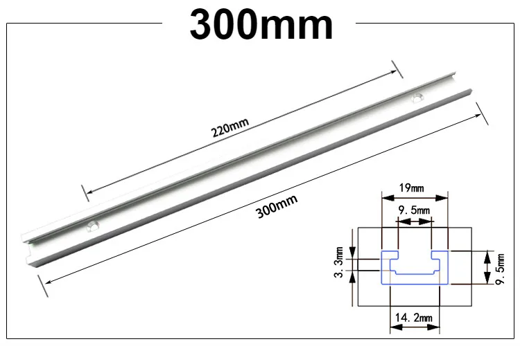 Т-треки алюминиевый сплав слот Торцовочная дорожка джиг приспособление для фрезерного стола ленточные пилы деревообрабатывающий инструмент 300 мм/400 мм/600 мм/800 мм - Цвет: 1Pc 300mm T-track