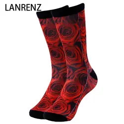 2019 креативные красные розы принты мужские и женские модные забавные носки 3d печатные носки 200 Вязание масляная живопись Компрессионные