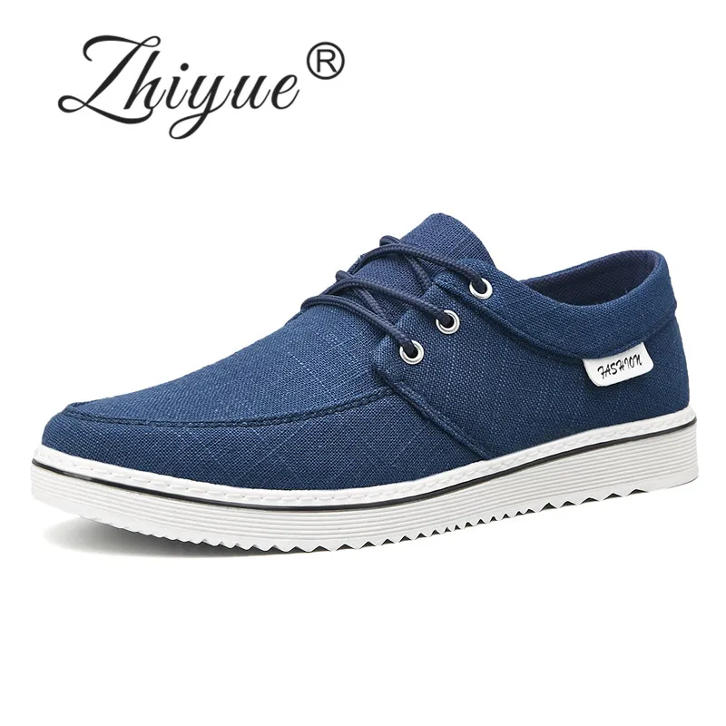 

ZHI YUE Plus Size 46 Mens Casual Canvas Shoes Blue Grey Black Lace Up Flats Sneakers Shoes Comfort Male Outdoor Fashion Footwear