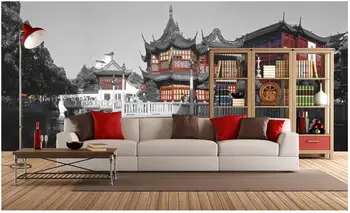 

3d room wallpaer custom mural non-woven mural wallpaper Simple and modern Chinese-style architecture wallpaper for walls 3d