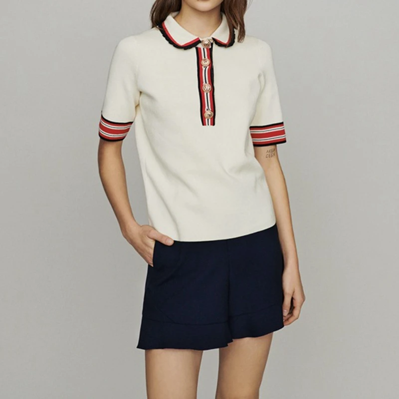 

Women Runway High Quality Buttons Knitted Tops 2019