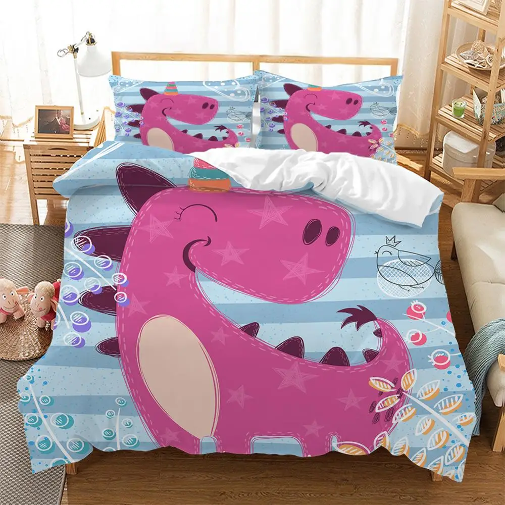 

3D Print Dinosaur Cartoon Kids Home Duvet Cover Set Bed Linen Set Pillowcase 2/3pcs Bedding Set Boys Bedclothes Home Textiles