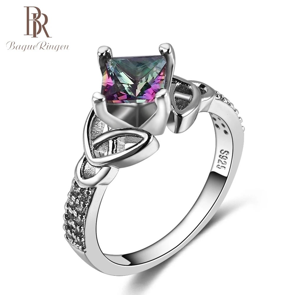 Bague Ringen, новинка, модное серебро 925, ювелирное изделие, радуга, огонь, мистик, топаз, кольца для женщин, винтажные, юбилейные, вечерние, хорошее ювелирное изделие, подарок