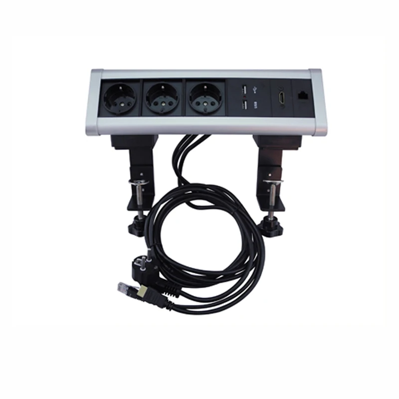 Customized Movable Triangle Desktop Fixed Socket 3 EU Power sockets +2 USB Charger ports+1 HDMI+1 RJ45 Network Configuration Customized Movable Triangle Desktop Fixed Socket 3 EU Power sockets +2 USB Charger ports+1 HDMI+1 RJ45 Network Configuration