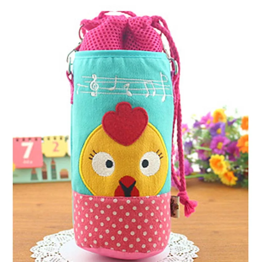Новые Мультяшные Детские изоляционные сумки, бутылка, сумка для хранения воды, термос, соломенная чашка, посылка, питатель, грелка, крышка для детских бутылочек - Цвет: Pink Bottom Chick
