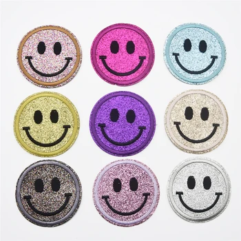 

90pcs/set Shiny Smile face Embroidered Applique Sew Iron on Patches DIY wholesale 6CM SIZE