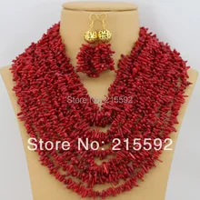 Свадьба в Африканском нигерийском стиле/Юбилей красный украшение с коралловыми бусинами CJ005