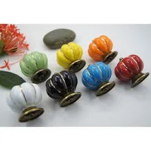 1pcs Vintage Pumpkin Ceramic Door Knobs Cabinet Drawer Cupboard Kitchen Pull