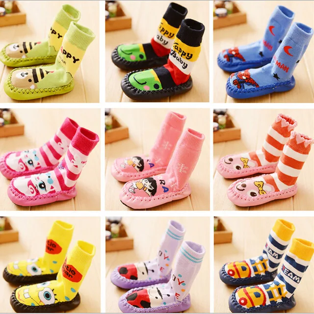 Baby Toddler Non Slip Booties Shoes Socks Moccasins Slippers Long Baby