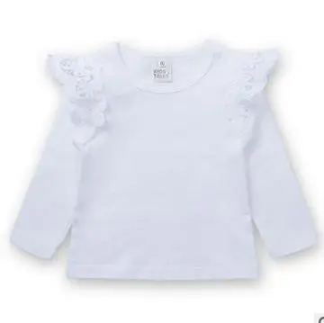 Одежда для новорожденных; футболка с длинными рукавами для малышей; Милые весенне-Осенние футболки; Верхняя одежда для маленьких девочек; блузка; одежда - Цвет: white