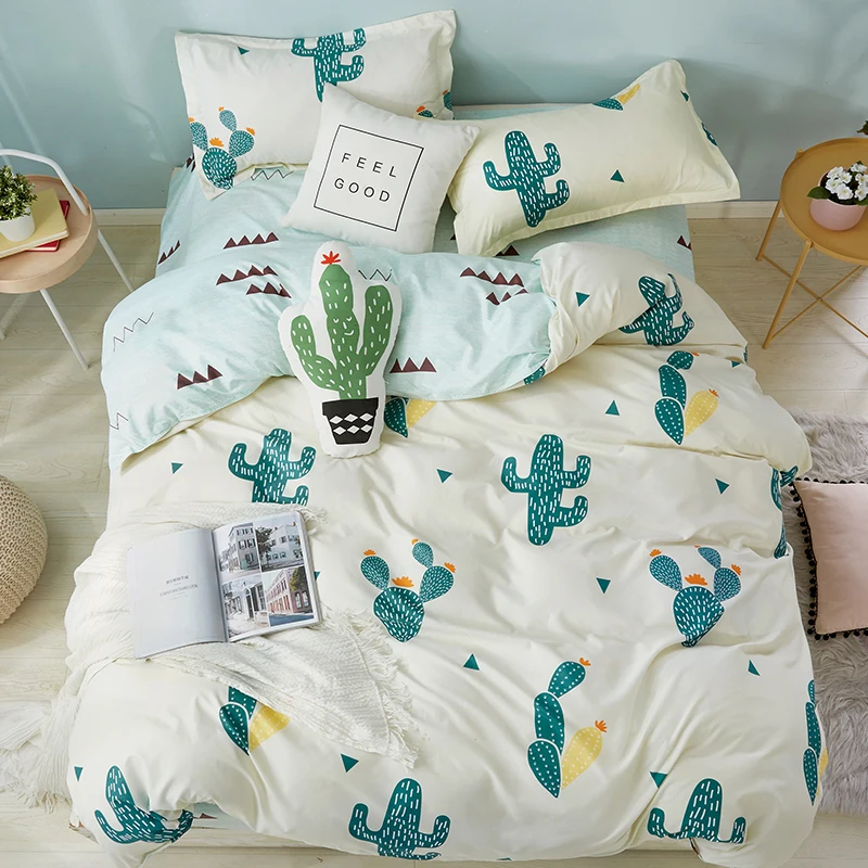 

Home Textile Queen Twin Size Boy Girl Bedding Sets Cactus Duvet Quilt Cover Bed Sheet Pillowcase Teen Bedlinen king bedclothes