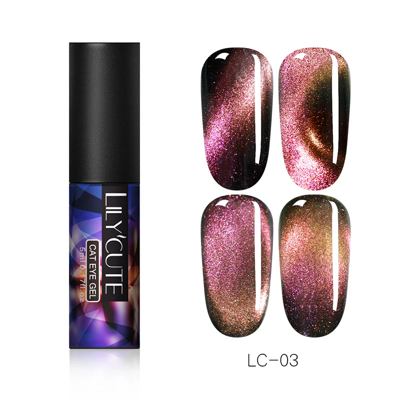 LC-03 LILYCUTE 9D Гель-лак «кошачий глаз» Хамелеон для использования с магнитом гель, Длительное Действие, блестящие лазерные солнцезащитные очки "кошачий глаз" для ногтей замочить от УФ-светодиодный гель Лаки - Цвет: LC-03