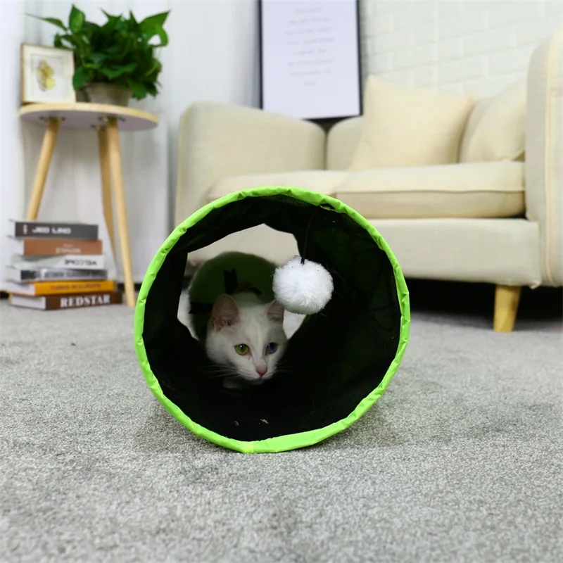 Pet Tunnel Cat напечатанный зеленый прекрасный кринкли котенок игрушка «туннель» с мячом играть забавная игрушка складной кролик играть туннель опт игрушки для кошек