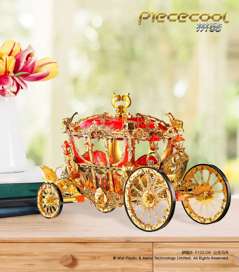 Quebra-cabeça de Metal a Princesa Modelo de Transporte Corte a Laser Presente para Crianças Piececool Faça Você Mesmo Montar Jigsaw Brinquedo Desktop Decoração 3d 6 Quebra-cab.