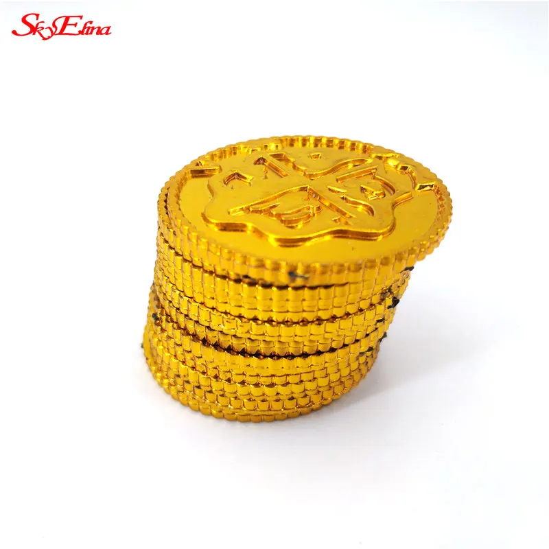 50/100pcs Plastic Gold Treasure Coins Pirate Gold Coins Props Toys Halloween Decoration Kids Birthday Party Props Accessories 7Z party toys