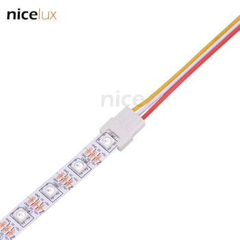 

10pcs 3pin slim quick connector with notch for IP20 10mm 5050 dual color strip to AWG20 wire connection Conductor with 15cm Wire