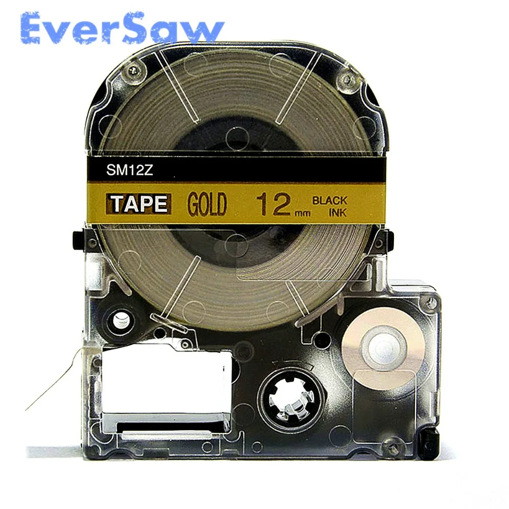 

5PK KingJim SM12Z LC-4KBM BLACK ON GOLD 12mm label tape labelworks LW-300 LW-400 or Teprapro LABEL PRINTER