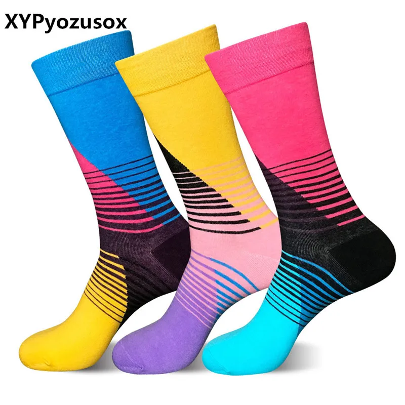 1 Pair New Fashion Men Colorful Happy Socks For Lovers Mens Male Cotton