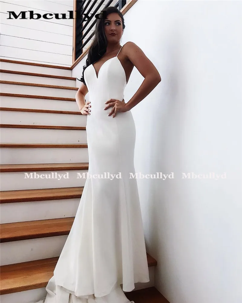 Свадебные платья русалки Mbcullyd в стиле бохо 2020 с V образным вырезом открытой