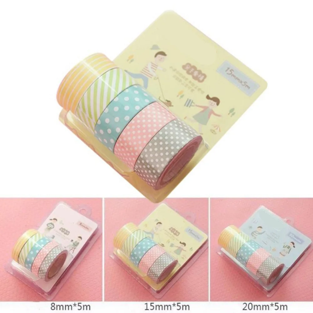

5pcs/set 5m Decorative DIY Paper Tape Adhesive Sticky Washi Tapes Mayitr Colorful Scrapbooking Diary Sticker Label