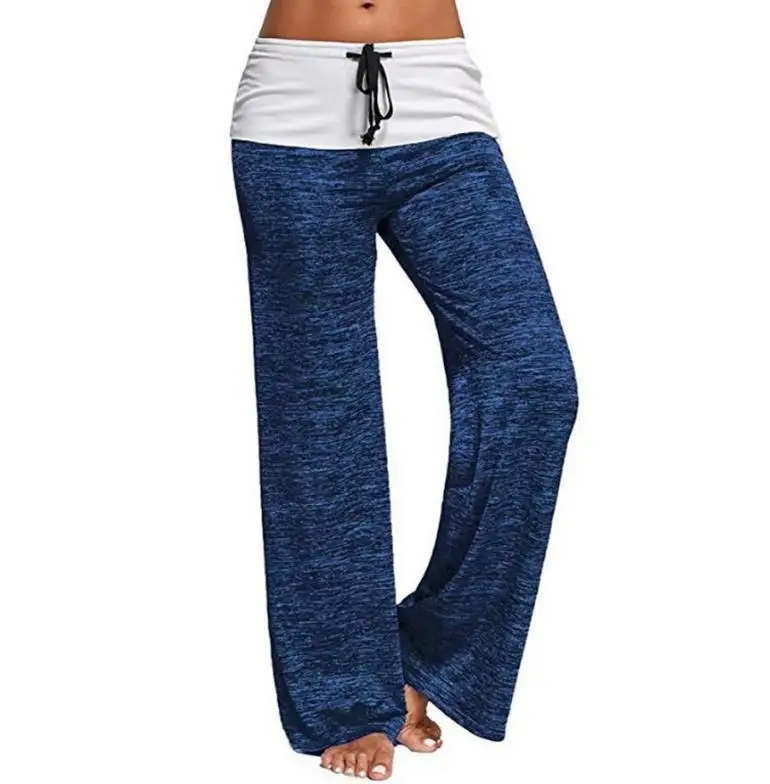 

Women Fashion Casual Pants Splicing Sports pants outdoors Leisure time Wide leg pants Female Drawstring Trousers
