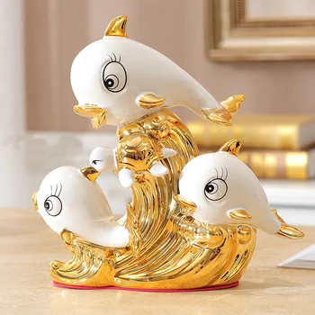 

Creative Dolphin Decoration Ceramic Home Decoration TV Cabinet Wine Cabinet Crafts Parlor Office Decoration Wedding Gift