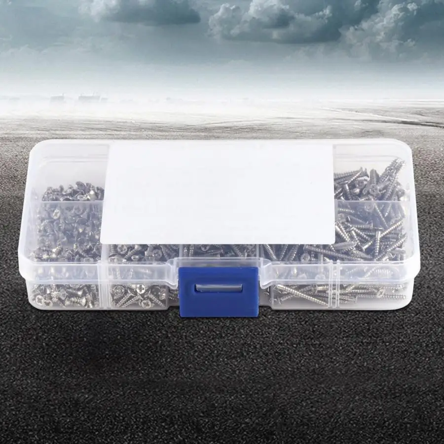 

800Pcs/Lot M2 Cross Drive Screw Flat Head Self-Tapping Screws with Box Nickel-plated Carbon Steel M2 Woodworking Screws Fastener