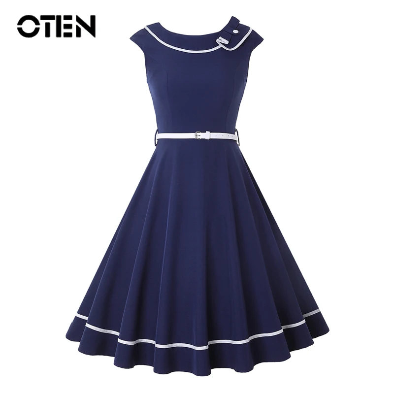 

OTEN womens clothes Summer Vintage Retro 1950s 60s rockabilly party elegant A Line Skater Pleated dresses trending products 2018