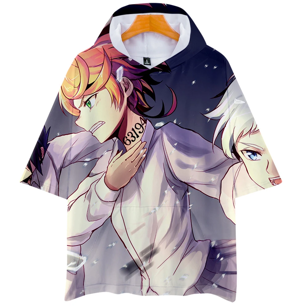 Модная футболка с капюшоном и короткими рукавами надписью Promised Neverland Emma cos