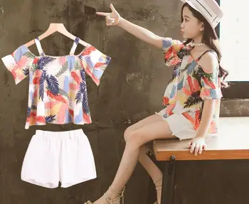 

Girls Summer Pure Cotton Suit Hanging Short Pants and Jeans Leisure Korean Sports