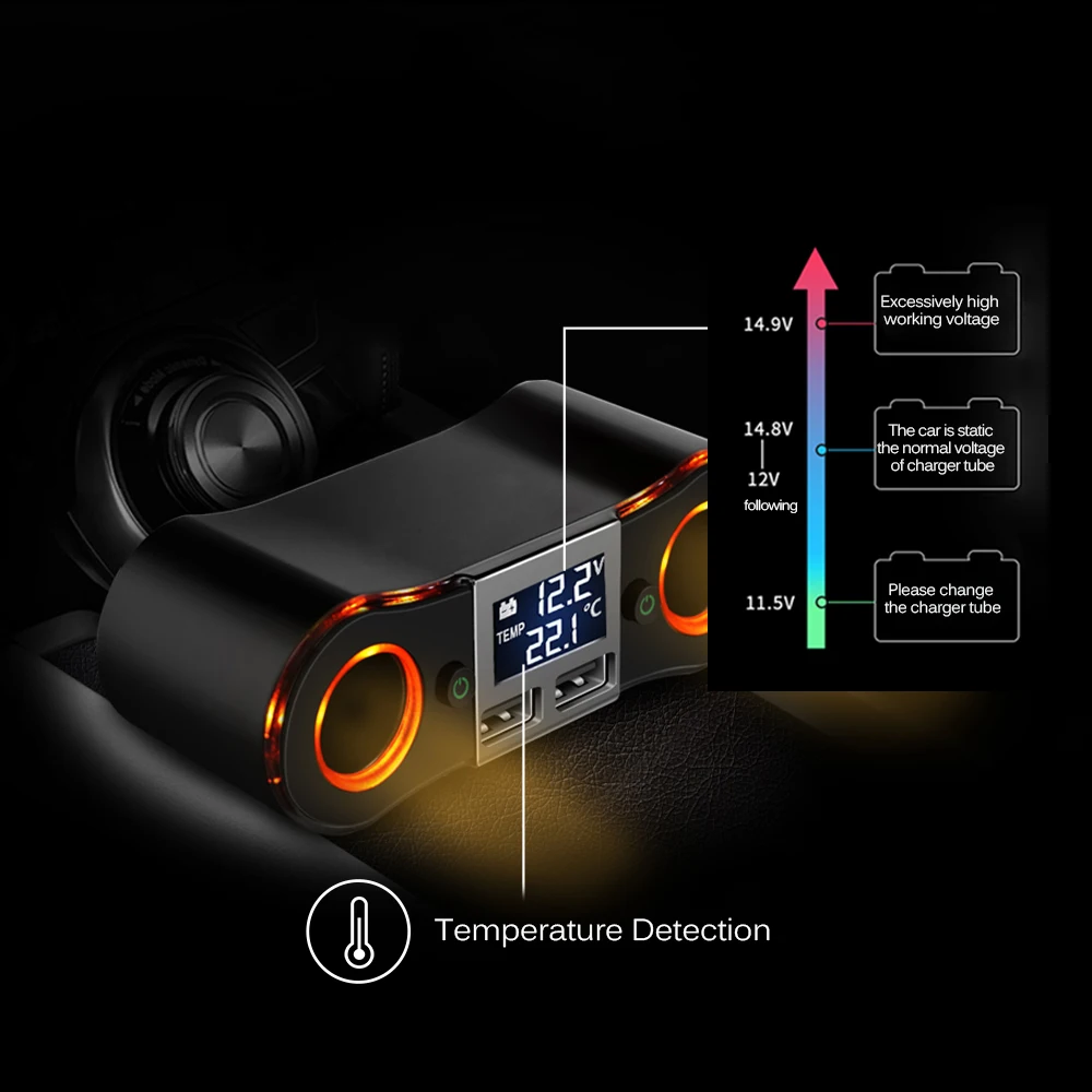 Powstro 3.5A Dual USB Автомобильное зарядное устройство светодиодный дисплей для iPhone для samsung Xiaomi розетка для автомобильного прикуривателя Разветвитель адаптер питания