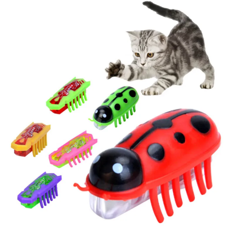 Interactive Tools Pet Cat Toy Cute PVC Battery Powered 1 Pc Pet Products Mouse/ Ladybird Shape Walking Insect Toys