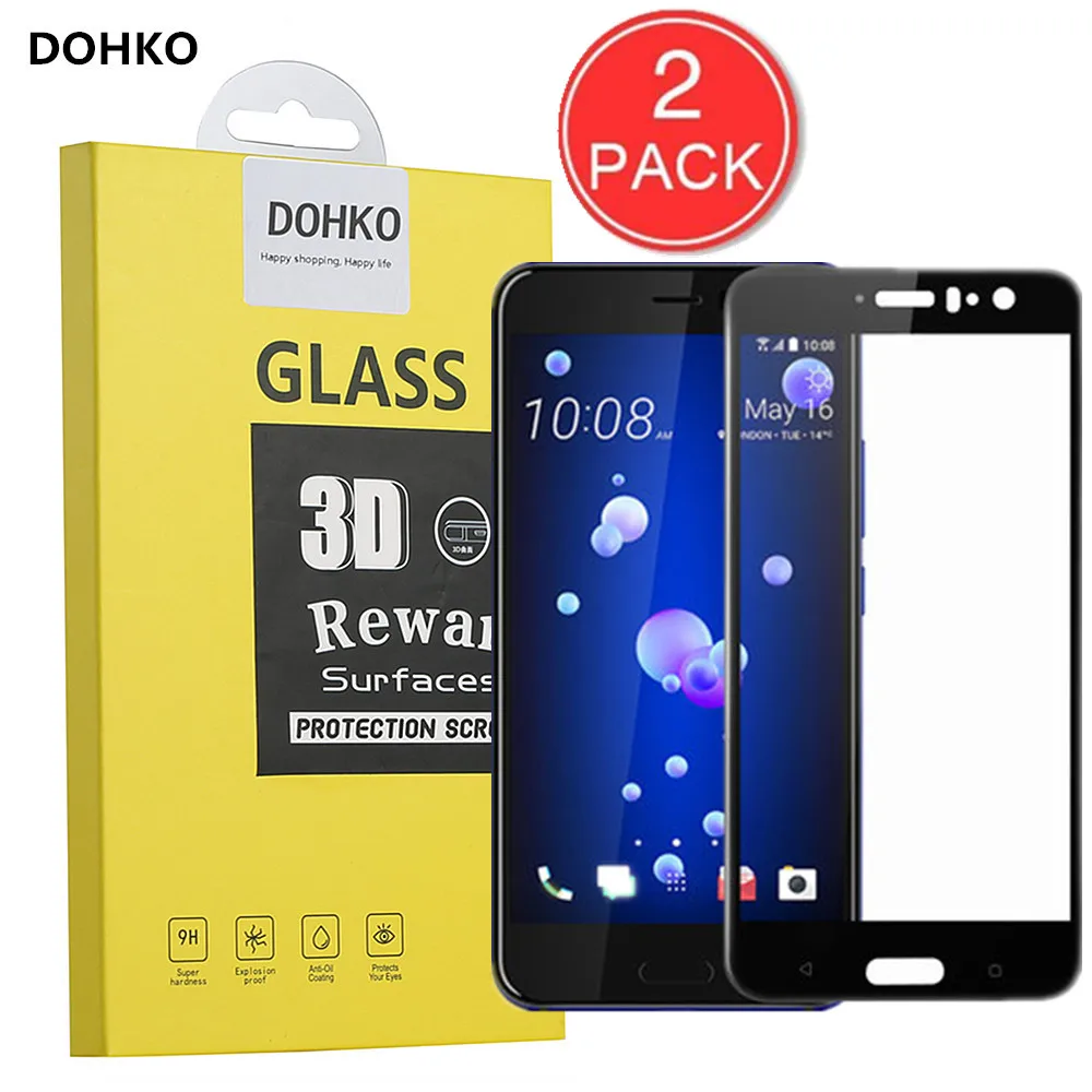 

2 PACK For HTC U11 Full coverage Screen Protector 2.5D Film Protective For HTC U11 PLUS Tempered glass 9H Toughened Protective