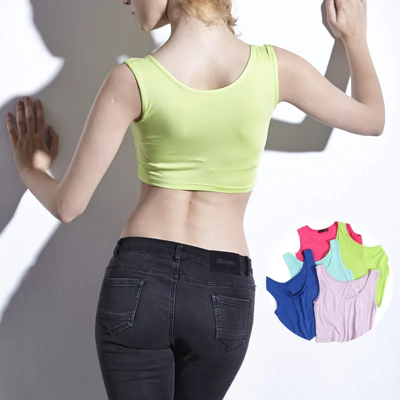 

2019 New Summer Slim Render Short Top Women Sleeveless U Shape Croptops Tank Tops Solid Crop Tops Vest Tube Top Vest