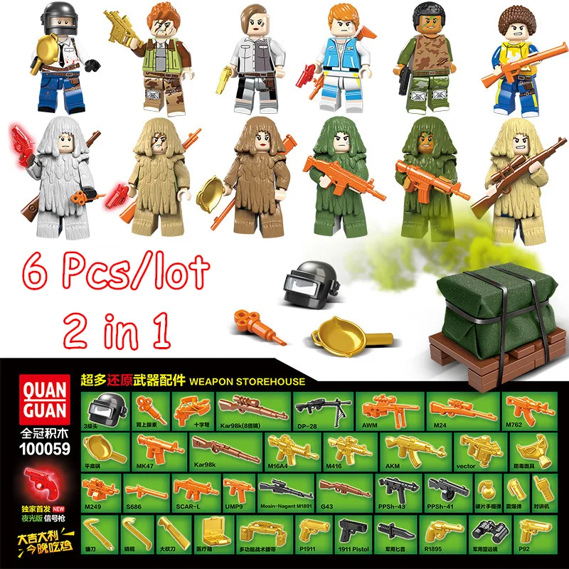

2 in 1 PUBG Playerunknown's Military Army Weapons Ghillie Suit Building Blocks Set Kids Classic Model Toys Compatible Legoings