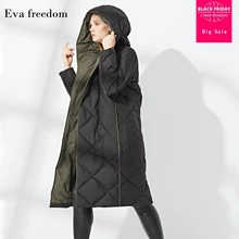 Стиль, куртка с ромбовидной вышивкой, 90% белый утиный пух, Женская куртка с капюшоном, однобортное, толстое, теплое, длинное пуховое пальто, wq147