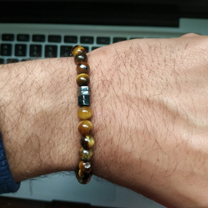 Новое поступление 6 мм браслет из натурального камня для мужчин браслет из гематита браслеты для мужчин Йога ювелирные изделия Erkek Bileklik Pulseras