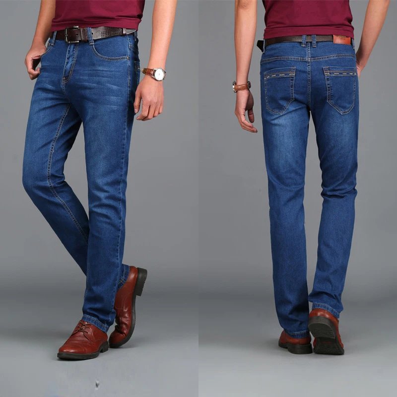 High Quality 2017 Autumn Spring Blue Jeans Men Elastic denim casual men