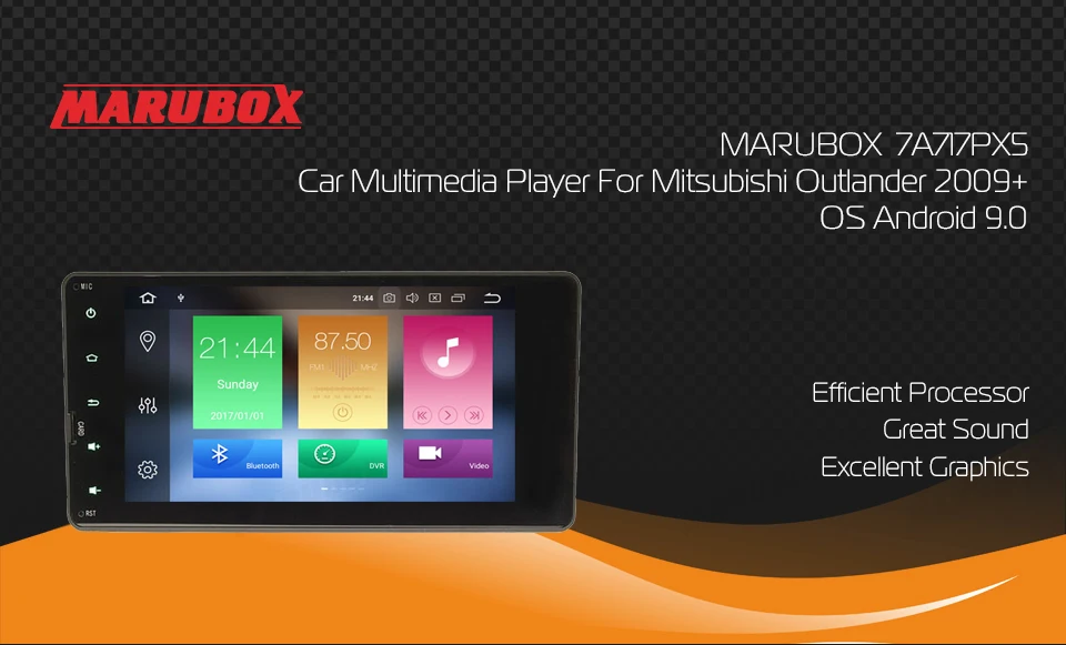 Excellent MARUBOX Head Unit 2Din Android 9.0 4GB RAM For Mitsubishi Outlander 7" IPS GPS Navi Stereo Radio Car Multimedia Player 7A717PX5 0