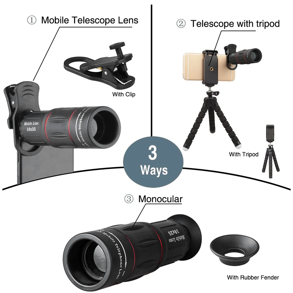 APEXEL телефон фото 4 в 1 объектив для iPhone Samsung Huawei Xiaomi Smartphone 18X Телеобъектив Объектив