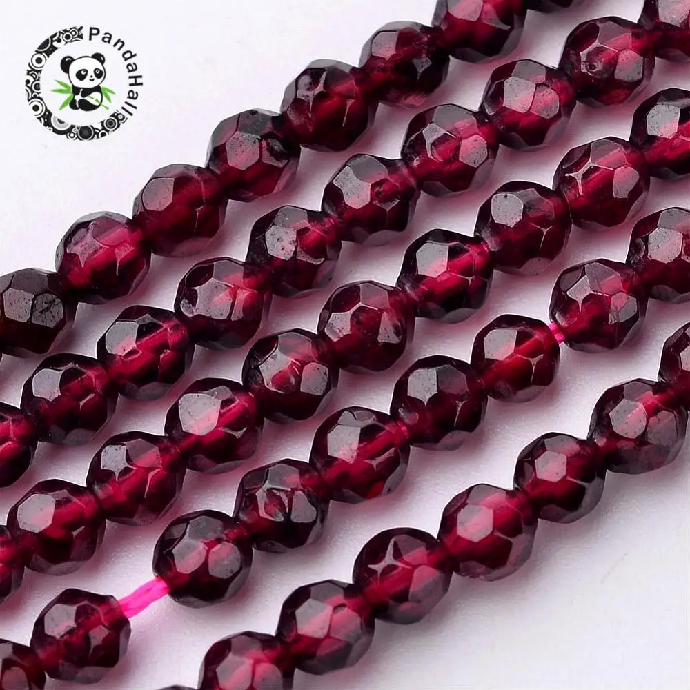 

10 Strands Faceted Round Grade AB Natural Garnet Bead Strands for Jewelry Making DIY Finding Hole: 0.5mm about 109pcs/strand 15"