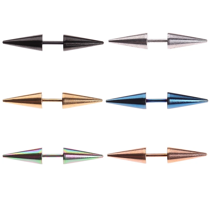 

1 Piece Unisex Punk Rock Personality Stainless Steel Spike Rivet Taper Stud Earrings 6 Colors