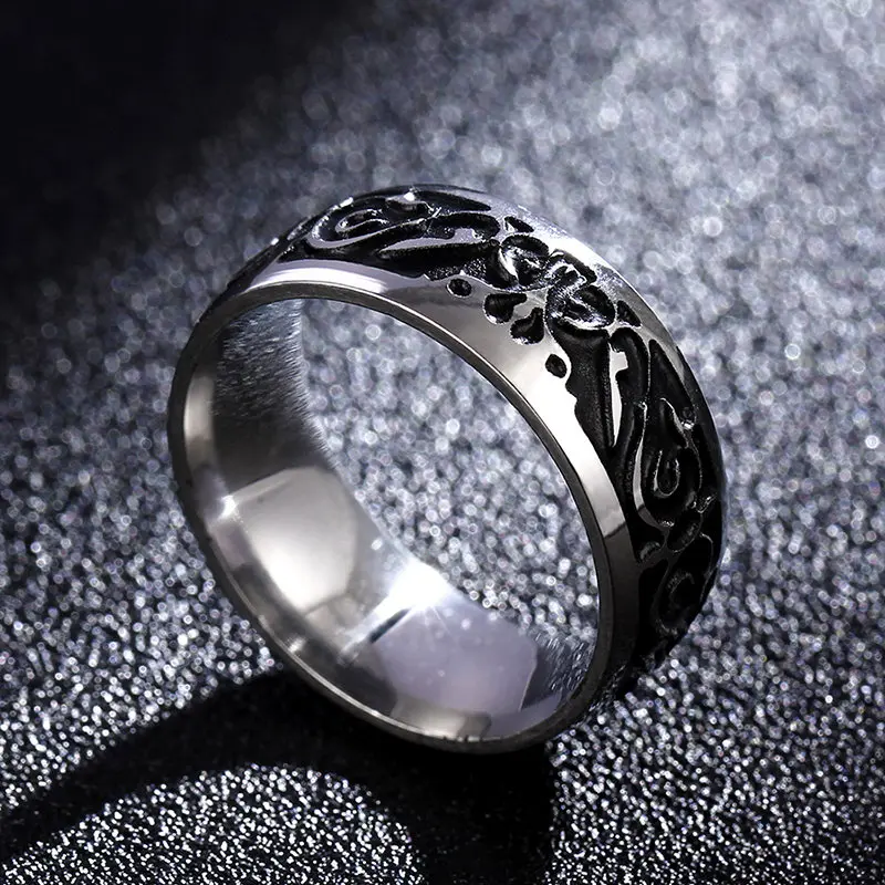 Винтажное кольцо из нержавеющей стали 316L для мужчин и женщин, никогда не выцветает, Лаки, "Ом Мани Падме ГУМ", санскрит, буддистское кольцо с мантрой - Цвет основного камня: JR2087S  8mm
