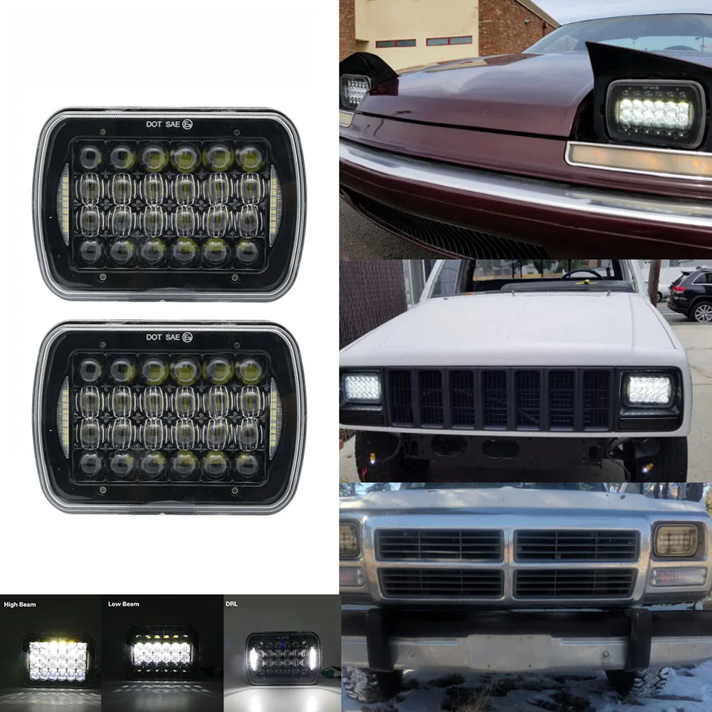 Car 7x6 5x7 Inch Projector Sealed Beam Head Light 5D LED Headlight With DRL Angle Eyes for Jeep Cherokee XJ Truck 4X4 Offroad (10)