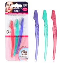ELECOOL 3 PCS/lot Razor Eyebrow Trimmer Eyebrow shaping Facial Hair Remover Eyebrow Blade Stainless Steel Blade Makeup Tool