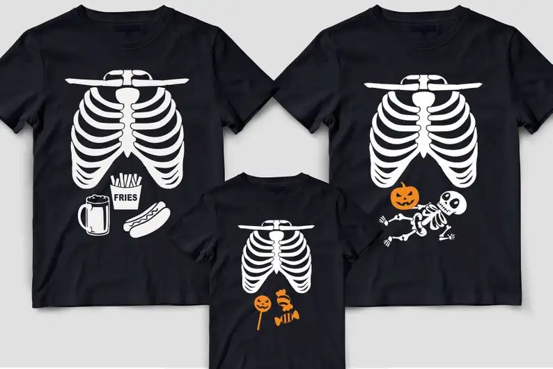 

Matching family halloween skeleton shirts, Maternity shirts, Halloween skeleton costume,